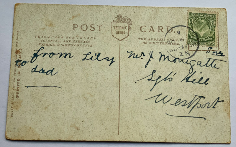 Early 1900s postcard with NZ postal history postmark Upper Moutere NZ